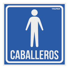Cargar imagen en el visor de la galería, Letrero de señalización 'CABALLEROS', 19 x 19 cm