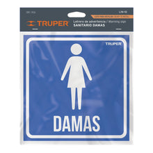 Cargar imagen en el visor de la galería, Letrero de señalización 'DAMAS', 19 x 19 cm