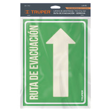 Cargar imagen en el visor de la galería, Letrero de señalización 'RUTA EVACUACIÓN DERECHA',21 x 28 cm