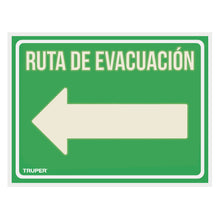 Cargar imagen en el visor de la galería, Letrero de señalización 'RUTA EVACUACIÓN IZQUIERDA',21x28 cm
