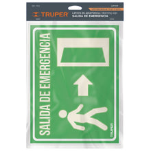 Cargar imagen en el visor de la galería, Letrero de señalización 'SALIDA DE EMERGENCIA', 21 x 28 cm