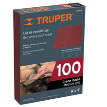 Cargar imagen en el visor de la galería, Lija de esmeril roja, grano 100