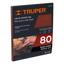 Cargar imagen en el visor de la galería, Lija de esmeril roja, grano 80