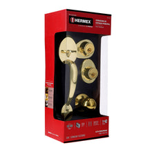 Cargar imagen en el visor de la galería, Cerradura entrada, latón brillante, doble, pomo-jaladera