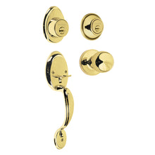 Cargar imagen en el visor de la galería, Cerradura entrada, latón brillante, doble, pomo-jaladera