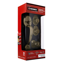 Cargar imagen en el visor de la galería, Cerradura entrada, latón antiguo, doble, pomo-jaladera