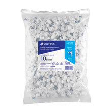 Cargar imagen en el visor de la galería, Grapa para cable redondo, 10 mm, blanca, bolsa 500 piezas