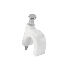 Cargar imagen en el visor de la galería, Grapa para cable redondo, 10 mm, blanca, bolsa 500 piezas