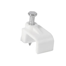 Cargar imagen en el visor de la galería, Grapa para cable plano, 6 x 9.5 mm, blanca, bolsa 500 pzas