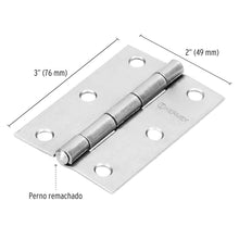 Cargar imagen en el visor de la galería, Bisagra rectangular 3', acero pulido