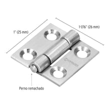 Cargar imagen en el visor de la galería, Bisagra rectangular 1', acero inoxidable