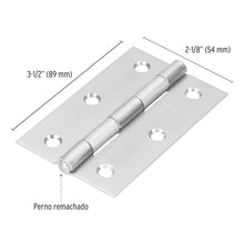 Cargar imagen en el visor de la galería, Bisagra rectangular 3-1/2', acero inoxidable