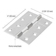Cargar imagen en el visor de la galería, Bisagra rectangular 4', acero inoxidable