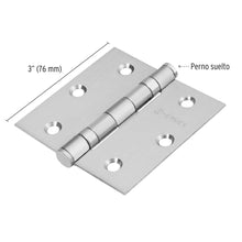 Cargar imagen en el visor de la galería, Bisagra cuadrada 3', acero inoxidable, plana