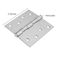 Cargar imagen en el visor de la galería, Bisagra cuadrada 4', acero inoxidable, plana