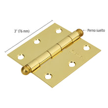 Cargar imagen en el visor de la galería, Bisagra cuadrada 3', acero latonado, redonda