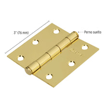 Cargar imagen en el visor de la galería, Bisagra cuadrada 3', acero latonado, plana