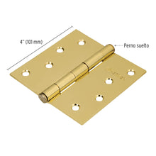 Cargar imagen en el visor de la galería, Bisagra cuadrada 4', acero latonado, plana