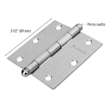 Cargar imagen en el visor de la galería, Bisagra cuadrada 3-1/2', acero cromo mate, redonda