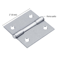 Cargar imagen en el visor de la galería, Bisagra cuadrada 2', acero cromo mate, plana
