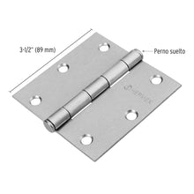 Cargar imagen en el visor de la galería, Bisagra cuadrada 3-1/2', acero cromo mate, plana