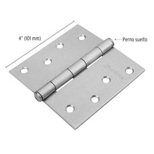 Cargar imagen en el visor de la galería, Bisagra cuadrada 4', acero cromo mate, plana