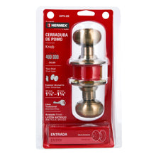 Cargar imagen en el visor de la galería, Cerradura pomo, latón antiguo, oval, entrada