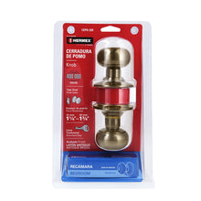 Cargar imagen en el visor de la galería, Cerradura pomo, latón antiguo, oval, recámara