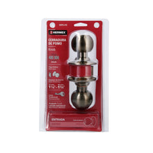 Cargar imagen en el visor de la galería, Cerradura pomo, latón antiguo, esfera,entrada