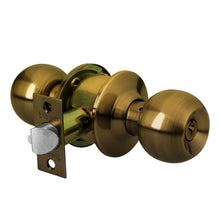 Cargar imagen en el visor de la galería, Cerradura pomo, latón antiguo, esfera, recámara