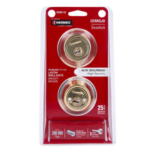 Cargar imagen en el visor de la galería, Cerrojo latón brillante, doble cilindro