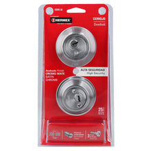 Cargar imagen en el visor de la galería, Cerrojo cromo mate, doble cilindro