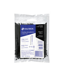 Cargar imagen en el visor de la galería, Cincho plástico, 18 lb, 10 cm, negro, bolsa con 100 pzas