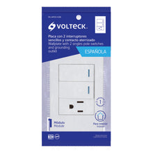 Cargar imagen en el visor de la galería, Placa armada 2 interruptores,1 contacto,1mod,Española,blanco