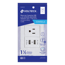 Cargar imagen en el visor de la galería, Placa armada 1contacto, 2puertos USB, 1.5mod,Española,blanco