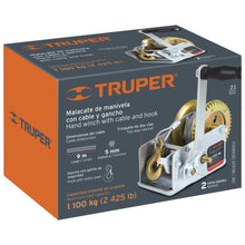 Cargar imagen en el visor de la galería, Malacate con manivela, 1100 kg, con cable