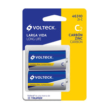 Cargar imagen en el visor de la galería, Pila zinc-carbón tamaño C, blister con 2 pzas, volteck
