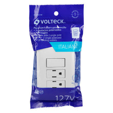 Cargar imagen en el visor de la galería, Placa armada 2 contactos e interruptor,blanco,línea Italiana