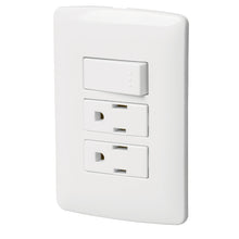 Cargar imagen en el visor de la galería, Placa armada 2 contactos e interruptor,blanco,línea Italiana