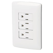 Cargar imagen en el visor de la galería, Placa armada 3 contactos aterrizados, blanco, línea Italiana