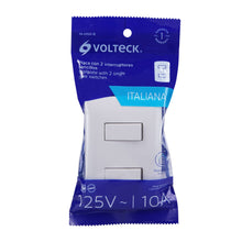 Cargar imagen en el visor de la galería, Placa armada, 2interruptores sencillos,blanco,línea Italiana