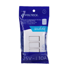 Cargar imagen en el visor de la galería, Placa armada 2 interruptores 1escalera blanco,línea Italiana