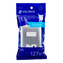 Cargar imagen en el visor de la galería, Placa armada contacto e interruptor, plata, línea Italiana