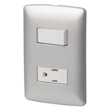 Cargar imagen en el visor de la galería, Placa armada contacto e interruptor, plata, línea Italiana