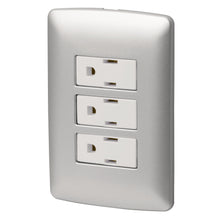 Cargar imagen en el visor de la galería, Placa armada 3 contactos aterrizados, plata, línea Italiana