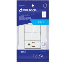 Cargar imagen en el visor de la galería, Placa armada contacto y 2 interruptores, línea Oslo, blanco