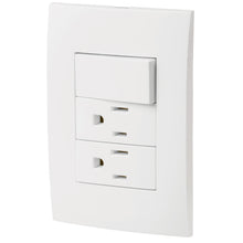 Cargar imagen en el visor de la galería, Placa armada 2 contactos e interruptor, línea Oslo, blanco