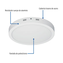 Cargar imagen en el visor de la galería, Plafón redondo, moderno, 24W, 6500K, LED, blanco