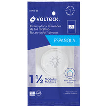 Cargar imagen en el visor de la galería, Dimmer giratorio, 1.5 módulos, línea Española, color blanco