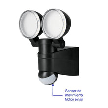 Cargar imagen en el visor de la galería, Arbotante negro con sensor de movimiento, LED, 12 W